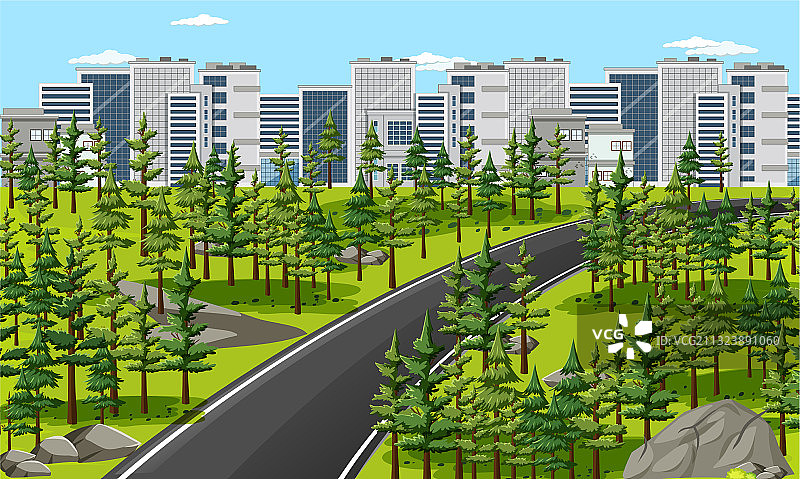 带自然公园景观的城市图片素材