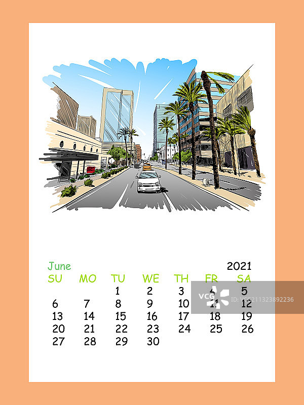 2021年6月日历表图片素材