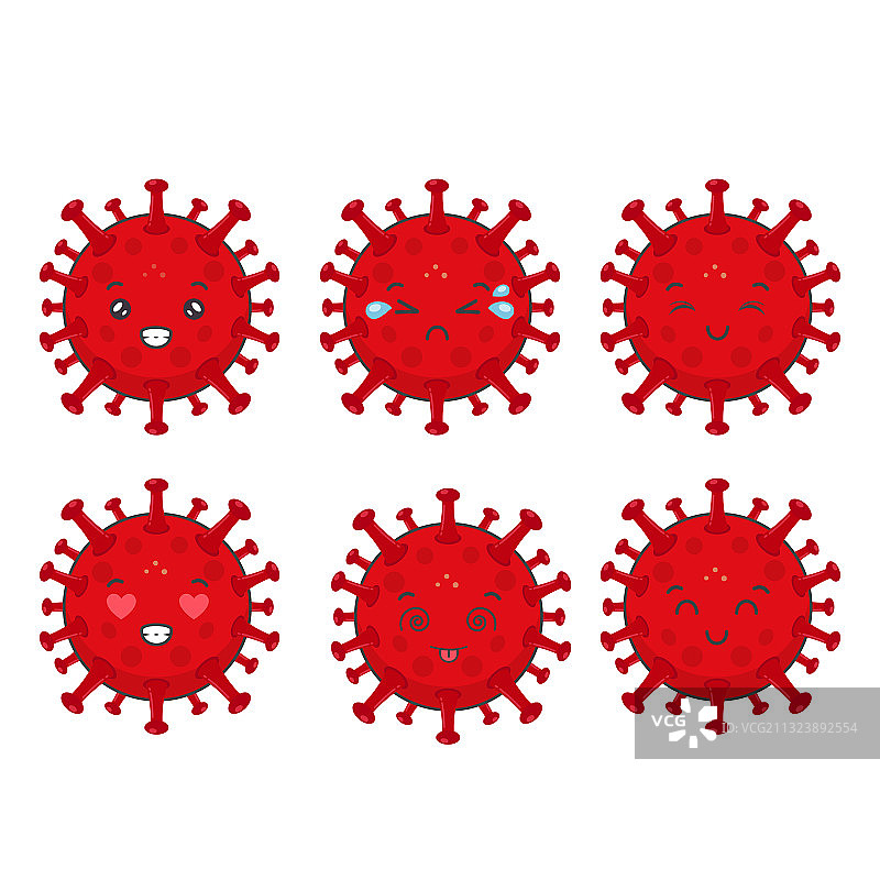 各种表情的可爱病毒卡通形象图片素材