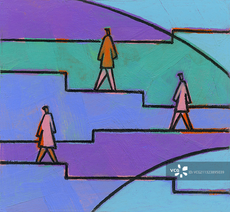 行走的人群插画图片素材