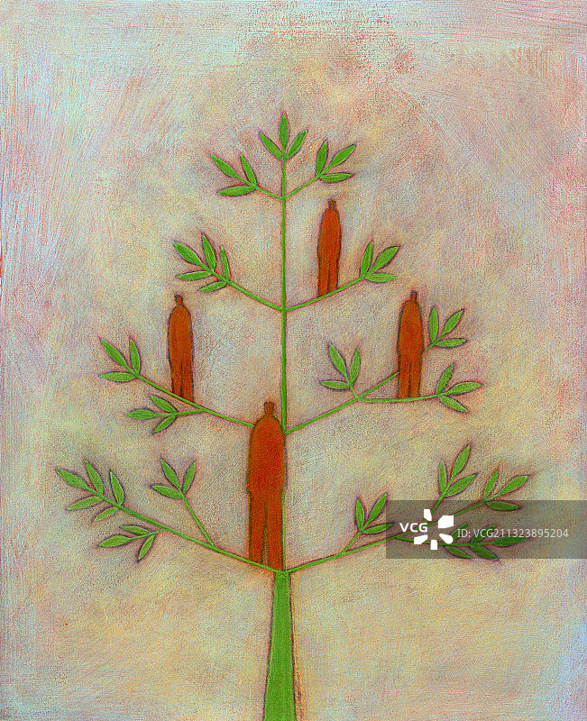 男士坐在树上的插图图片素材