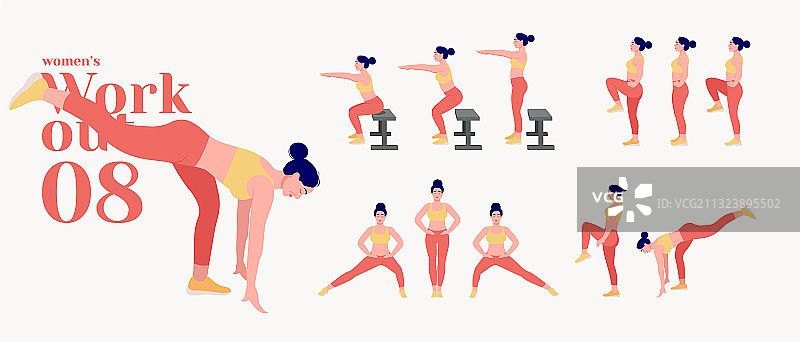 女性锻炼套装图片素材