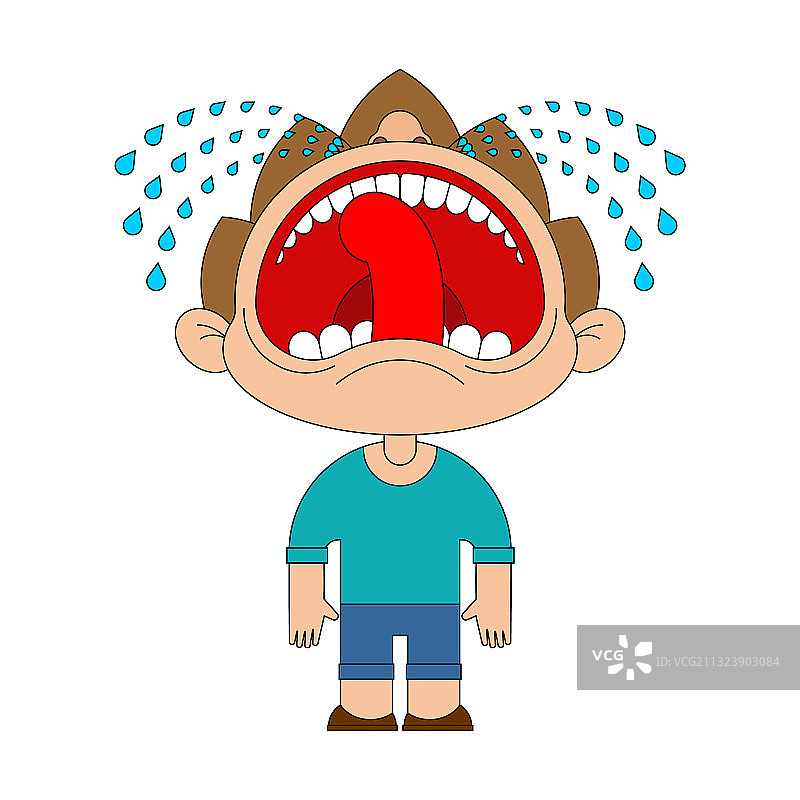 男孩张嘴哭泣发脾气图片素材