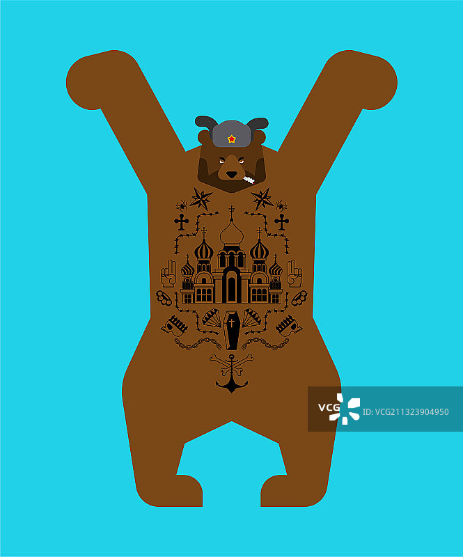 俄罗斯熊监狱纹身俄罗斯标志囚犯图片素材