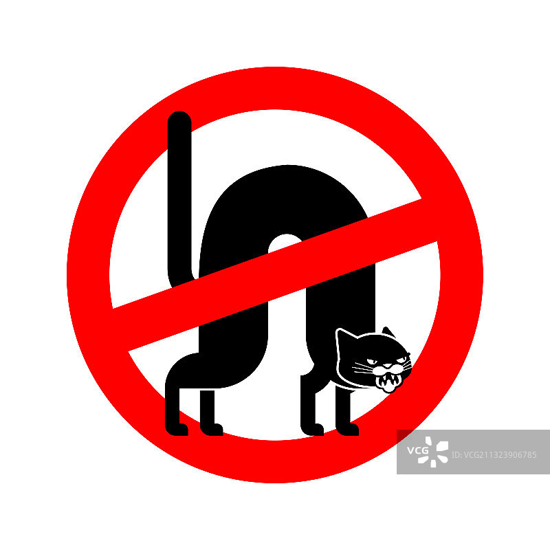 禁止愤怒猫红色禁止路标图片素材