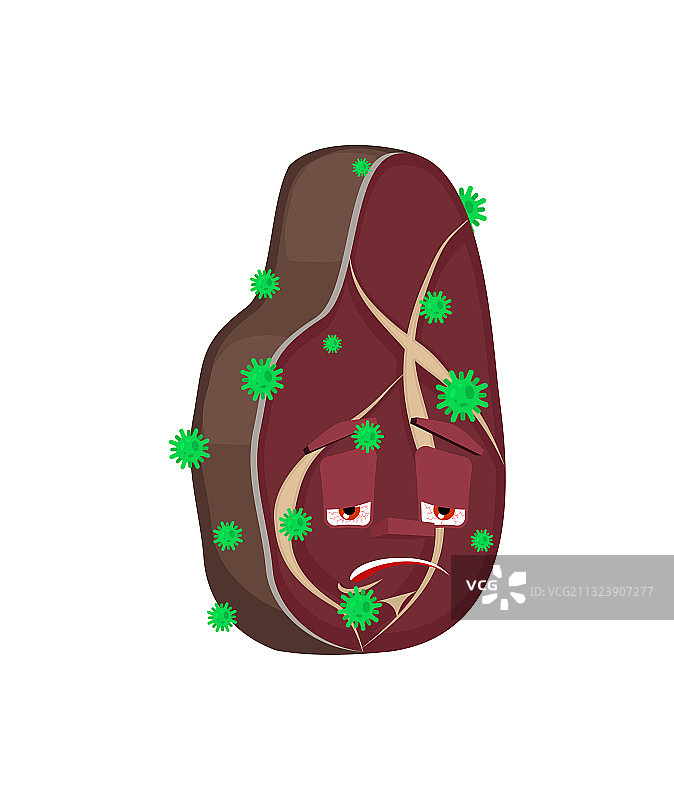 生病感染病毒污染的牛排肉图片素材