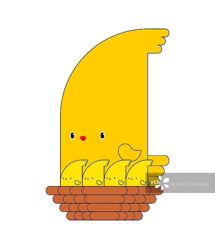 卡通鸟窝里的鸟和雏鸟图片素材