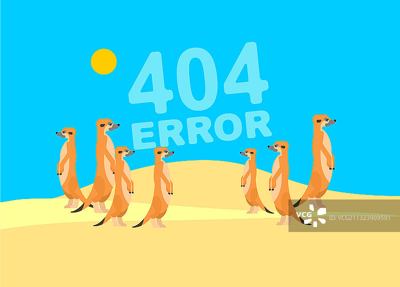 404错误页面和沙漠中的细尾獴图片素材