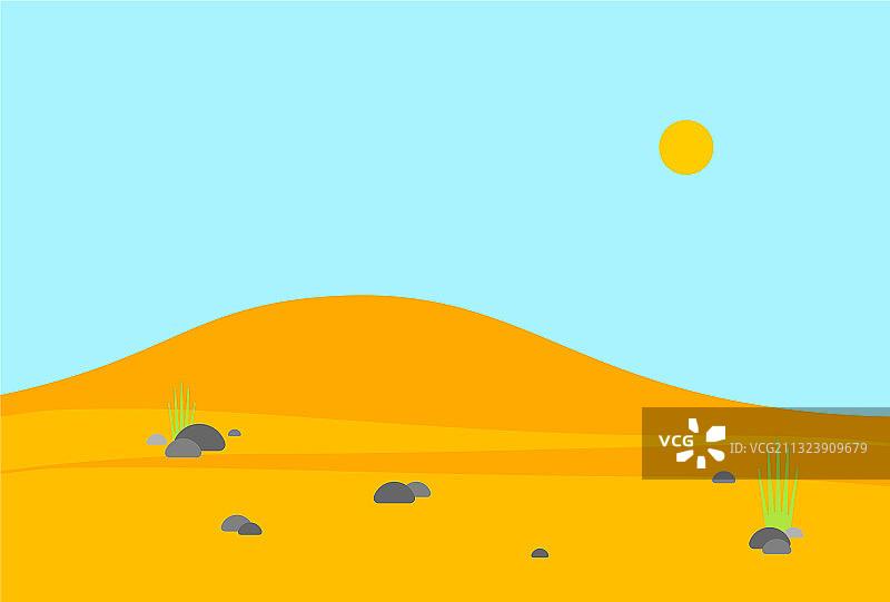 沙漠景观卡通沙浪背景图片素材