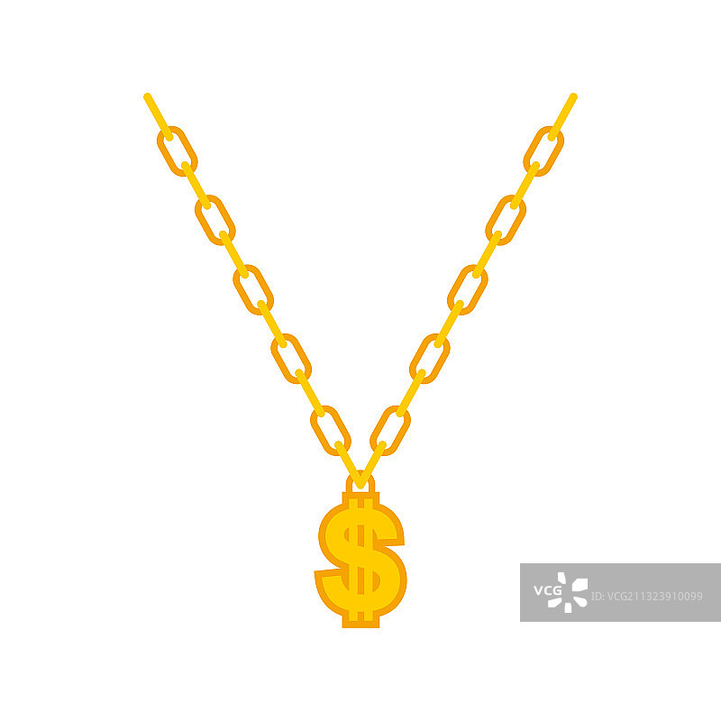 金色链条上的美元吊坠图片素材