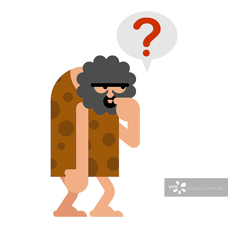 思考中的穴居人，与世隔绝的史前人图片素材