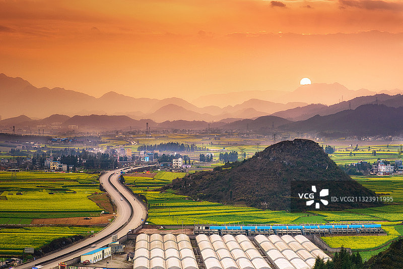 日落大道图片素材