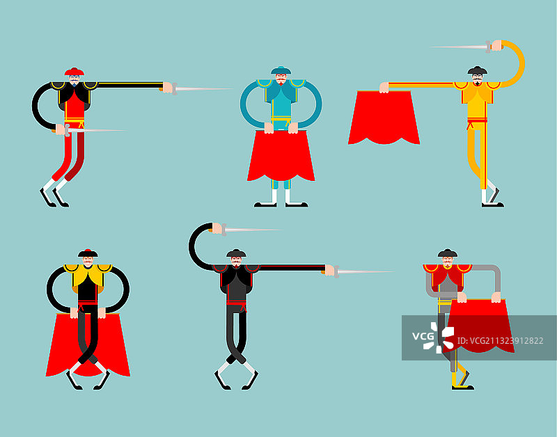 斗牛士与斗牛卡通形象图片素材