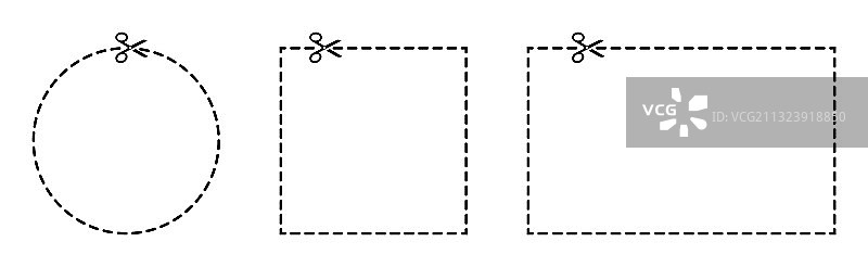 虚线优惠券边框剪刀套装图片素材