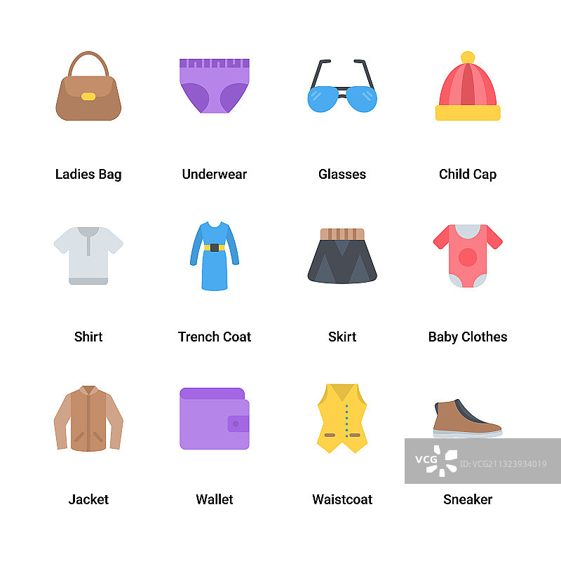 服装与配饰扁平化设计图片素材