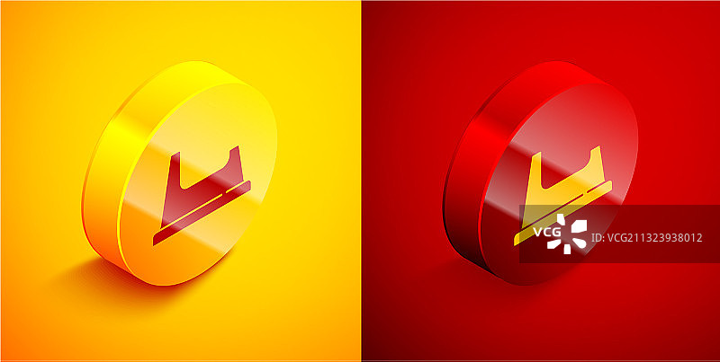 2.5D坐便器图标，橙色背景图片素材