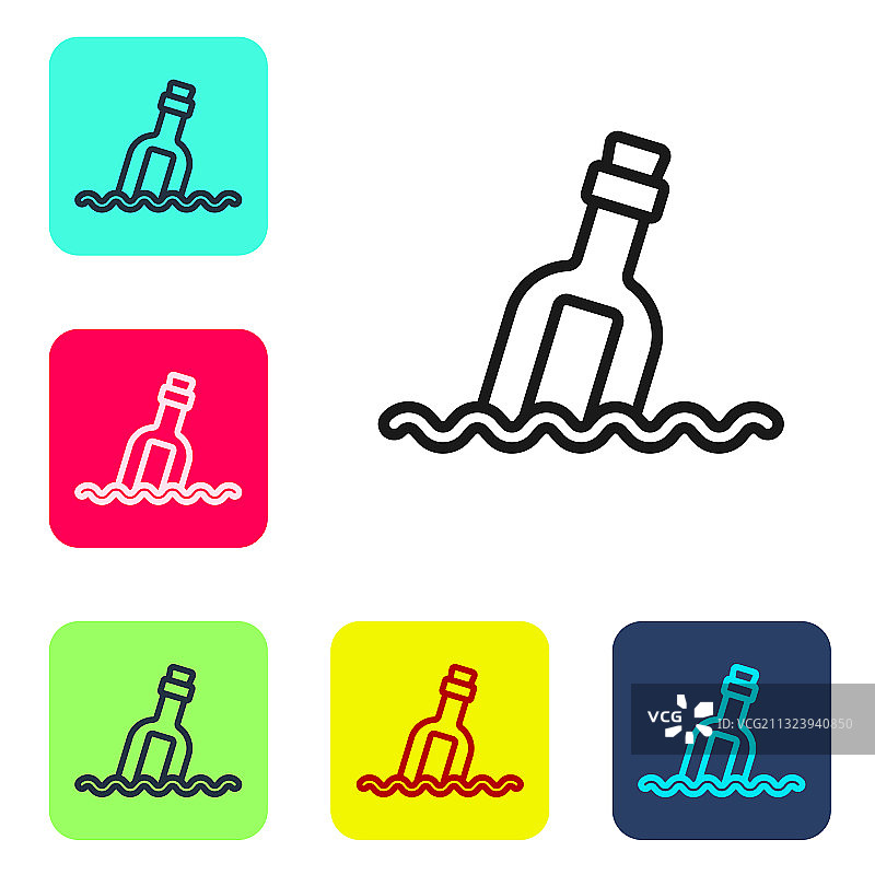 黑色线条玻璃瓶装水中的信息图片素材