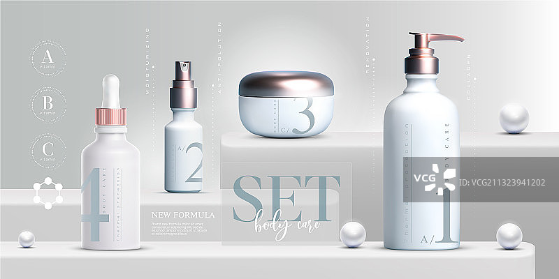 优雅化妆品套装背景3D模型图片素材