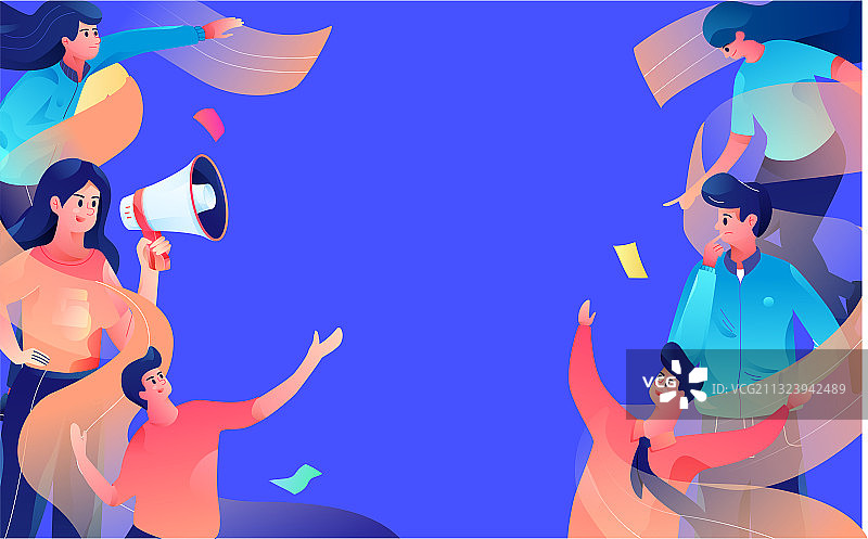 商场开业人物奔跑矢量插画图片素材