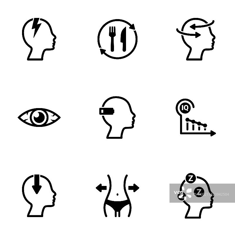 疲劳主题简约图标合集图片素材