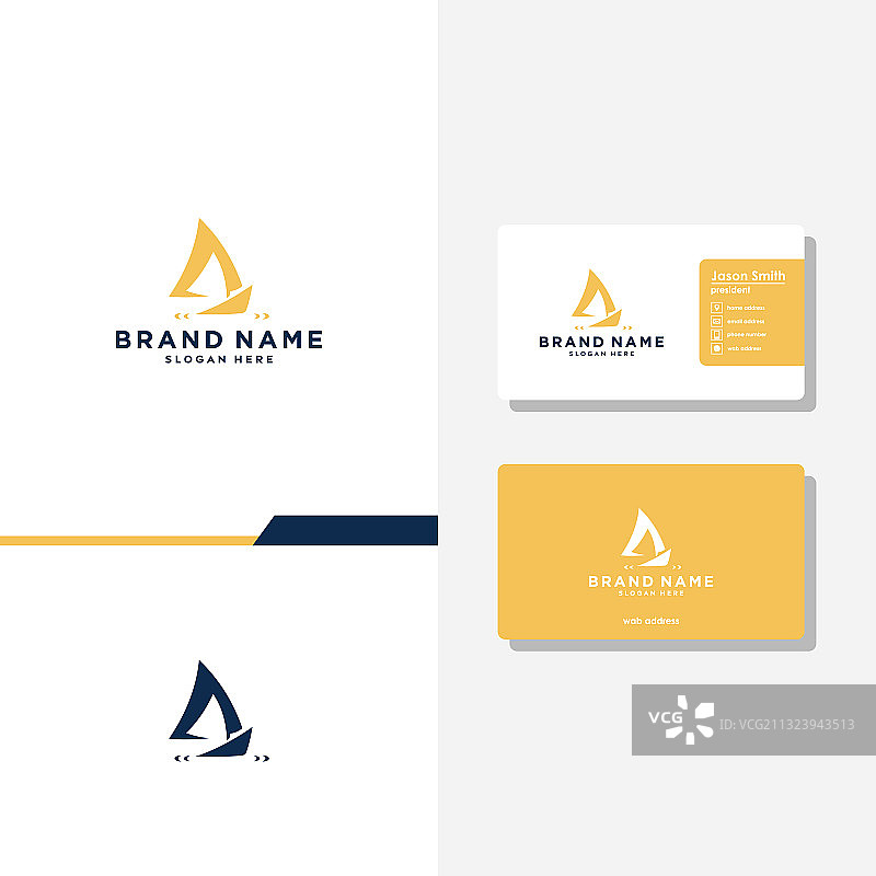 船或游艇线条艺术概念标志设计图片素材