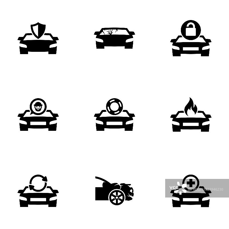 汽车保险主题简约图标合集图片素材
