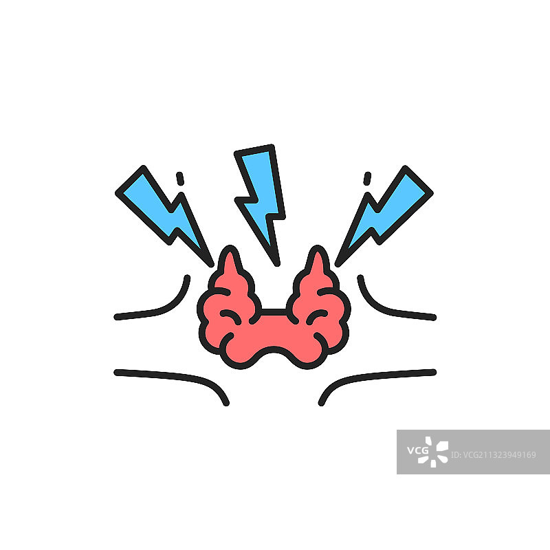 自身免疫性甲状腺炎彩色线性图标图片素材