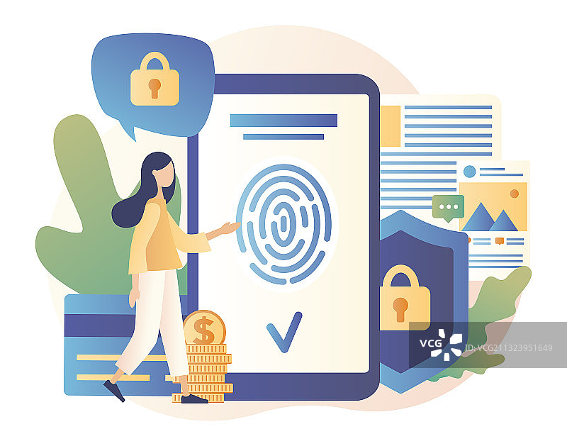 数据保护概念扫描指纹图片素材