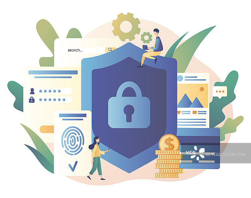 数据保护概念扫描指纹图片素材