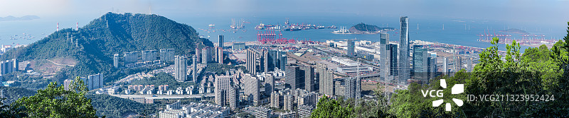 前海自贸区 全景鸟瞰图 青山绿水-蛇口货运码头-海上丝绸之路图片素材