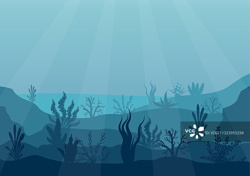 水下海洋场景，深蓝色海水珊瑚礁图片素材