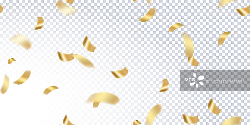 金色小纸屑透明飘落图片素材