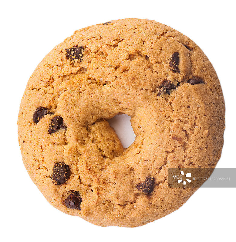 白色背景上的巧克力曲奇特写图片素材