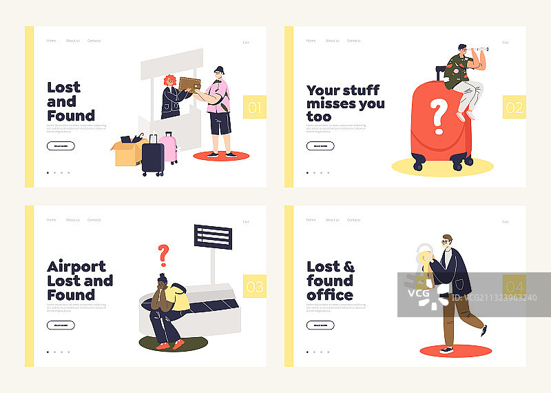 失物招领服务着陆页套装图片素材