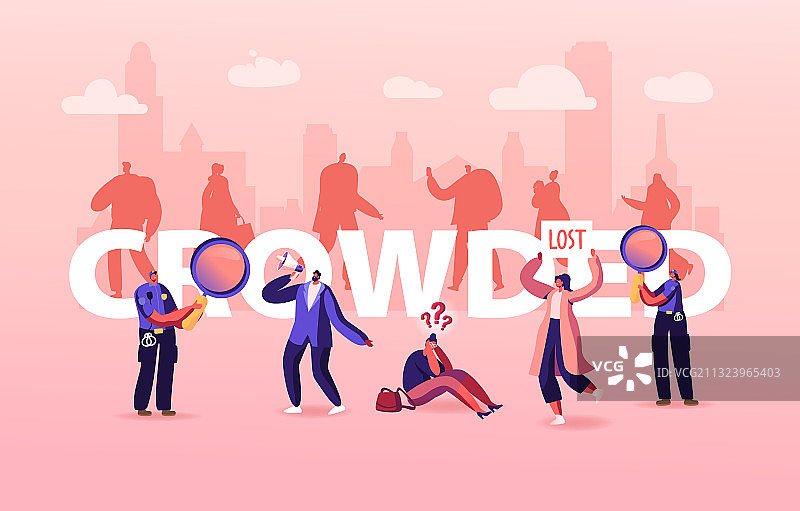 迷失在人群中：大城市社会问题概念图片素材