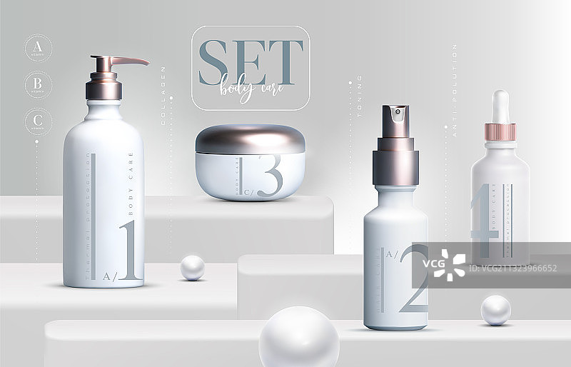优雅化妆品套装背景3D模型图片素材
