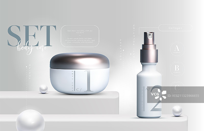 优雅化妆品套装背景3D模型图片素材