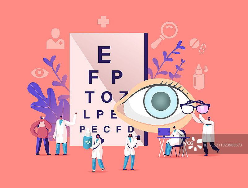 专业验光师进行青光眼视力检查图片素材