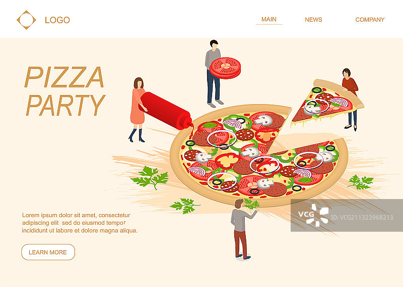 吃巨大披萨的概念卡片图片素材