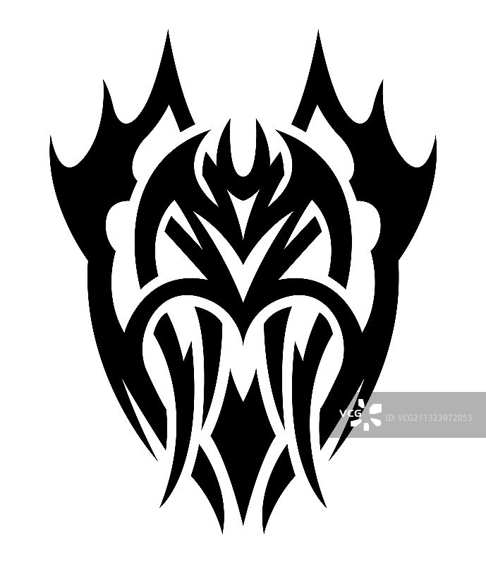 黑色风格化恶魔部落纹身艺术图片素材