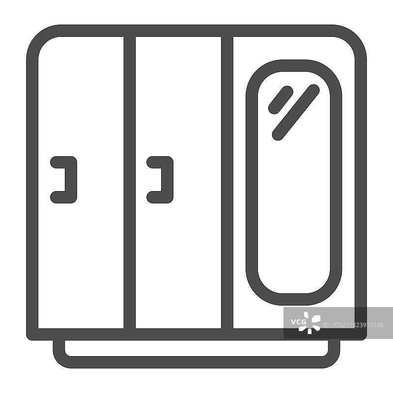 带镜子衣柜的线条图标（家具概念）图片素材