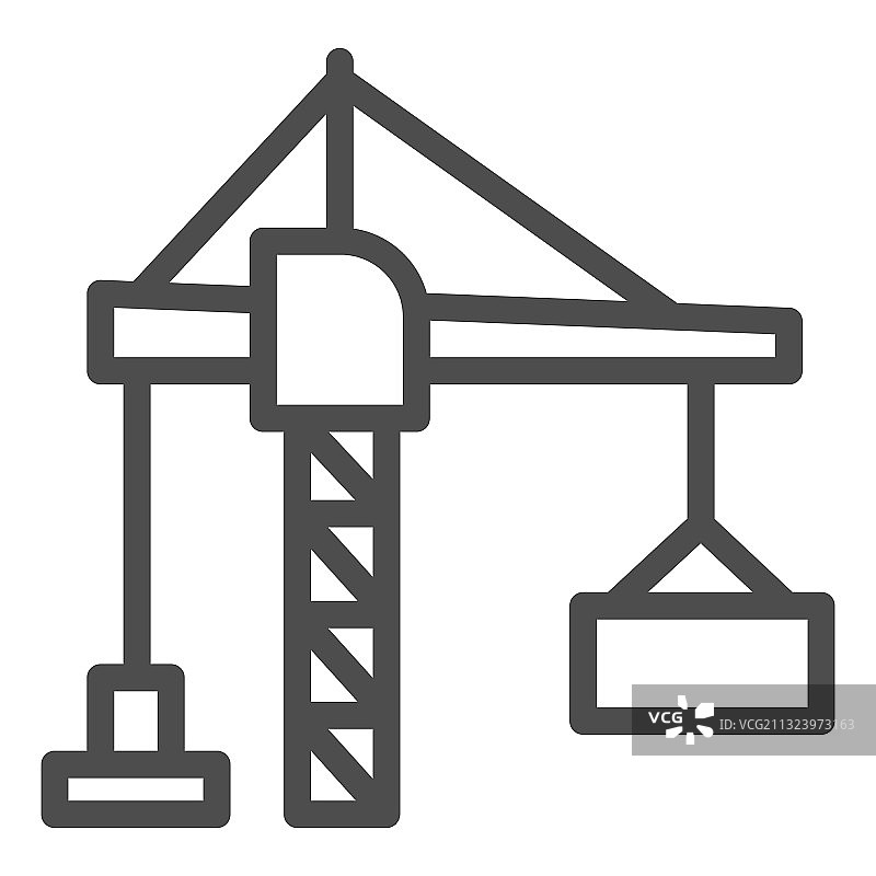 带有集装箱线条图标的建筑起重机图片素材