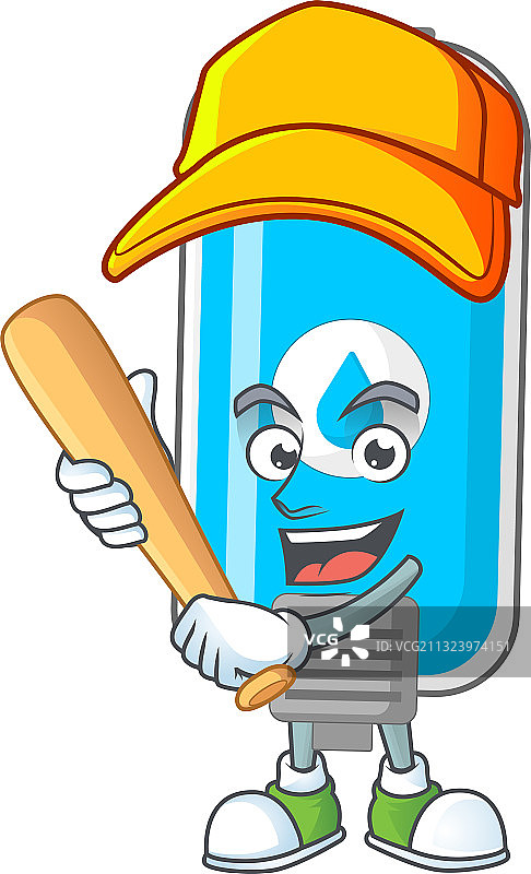 卡通手持棒球棍的墙壁免洗洗手液图片素材