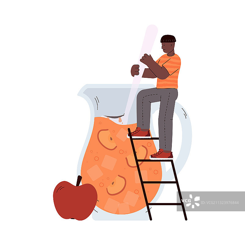 男子准备感恩节苹果酒或潘趣酒图片素材