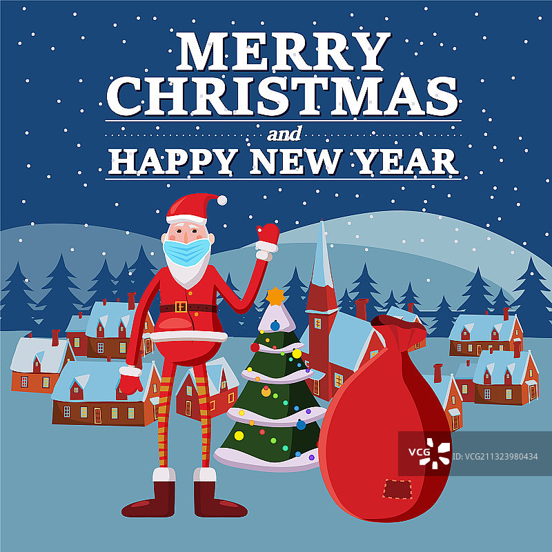 戴着医用口罩的圣诞老人图片素材