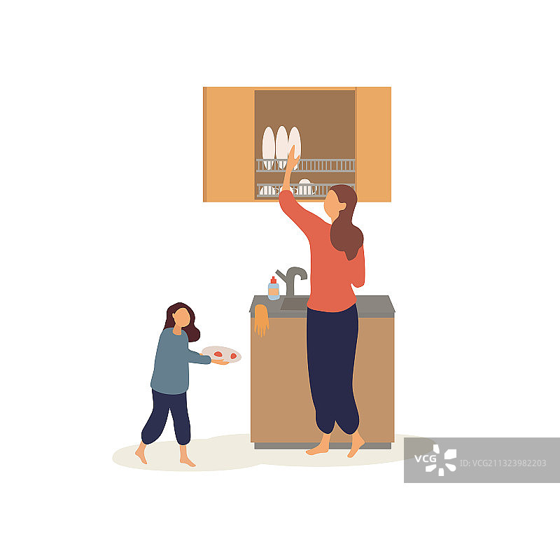 女人洗碗图片素材