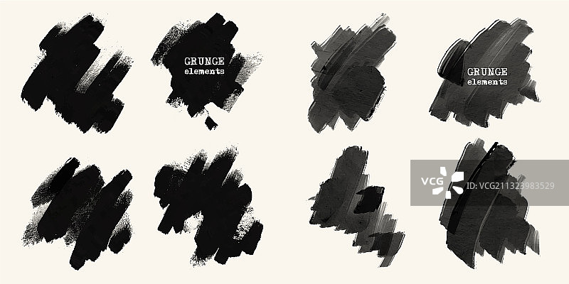 黑白水墨笔刷笔触图片素材