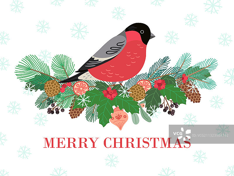 圣诞森林红腹灰雀冬季banner图片素材