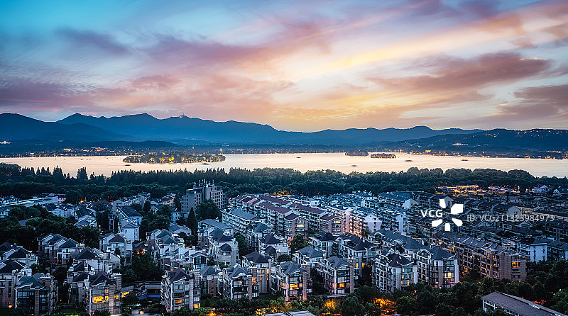 航拍浙江杭州老城建筑景观图片素材