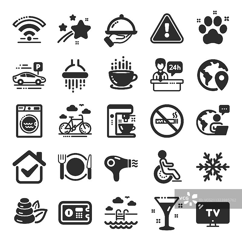 酒店服务图标：Wi-Fi、空调等图片素材